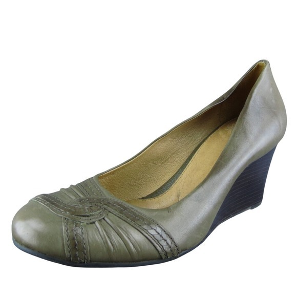 Nurture Shoes - Nurture Women Wedge Pump Shoes Size 9 Medium Professional Brown Leather